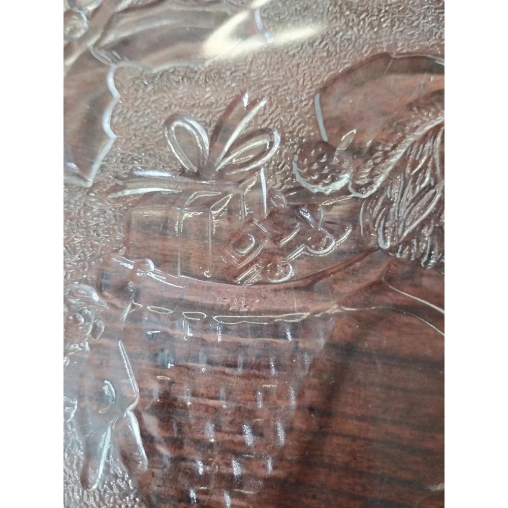 Vintage Santa Claus Christmas Platter Glass Serving Plate Made In Italy Holiday